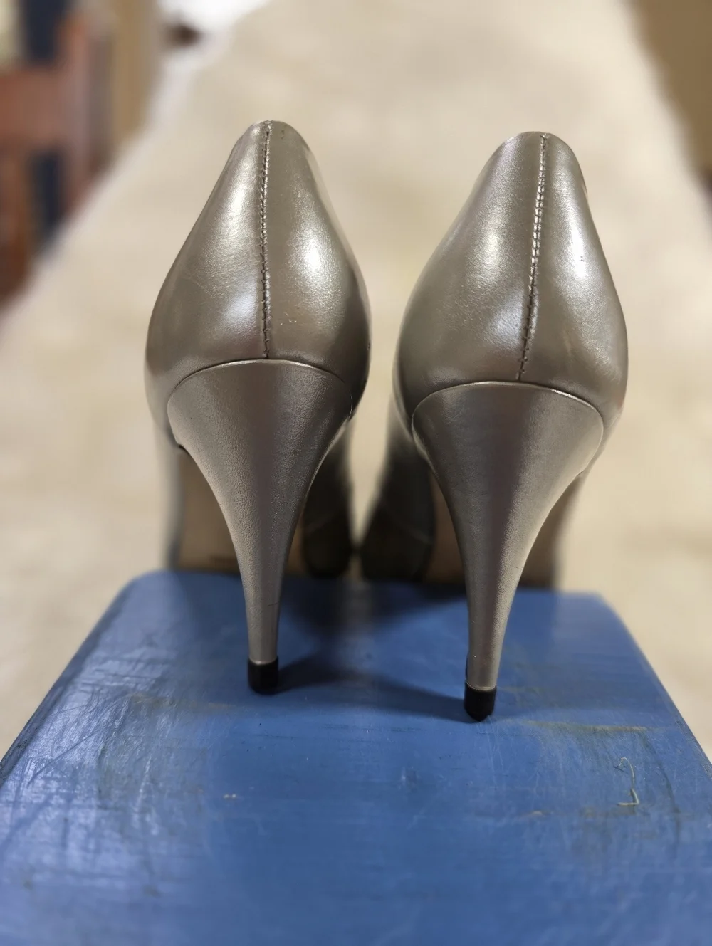 9 West Silver Pointed-Toe High Heel Pumps